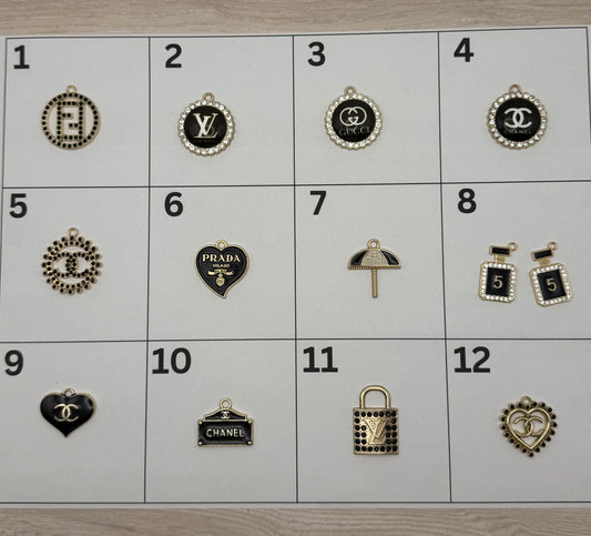 Black & Gold | Designer-Inspired Pendant Charm | Choose Your Style | DIY Jewelry, Keychains & Accessories (Sold Individually)