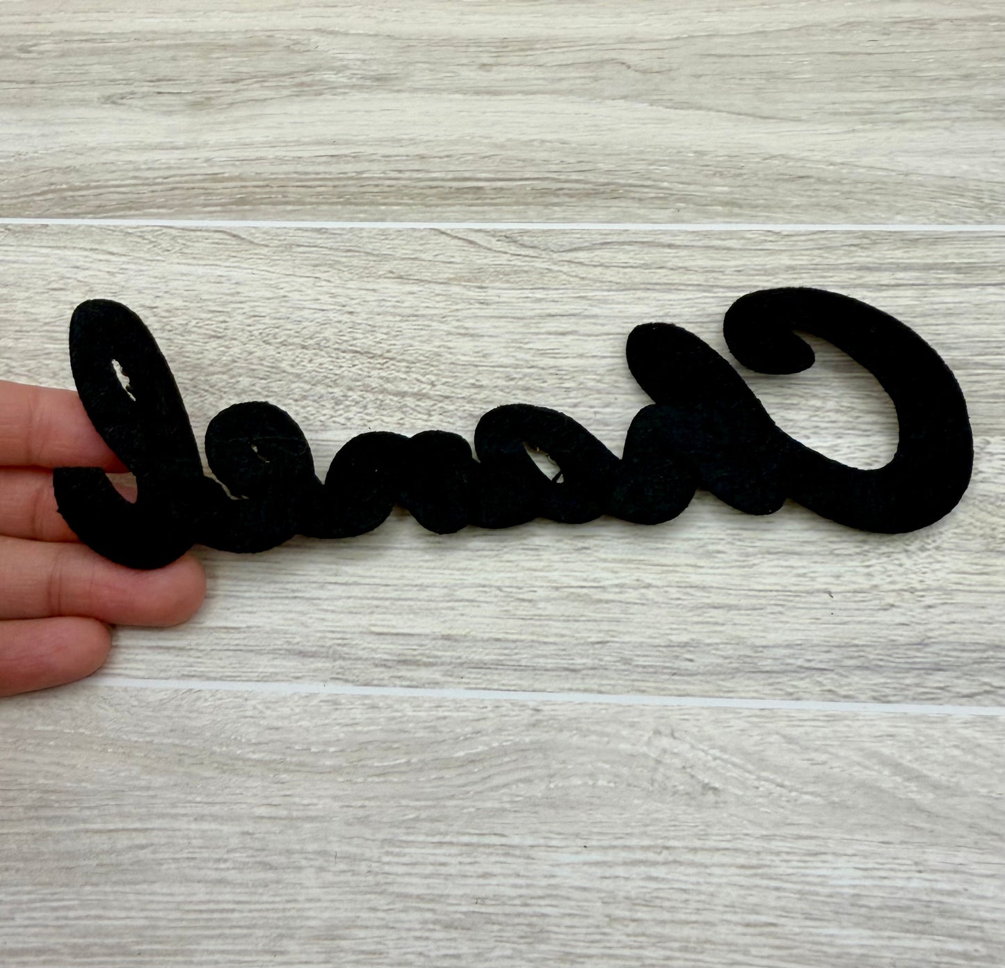 Black Rhinestone Chanel Script Sew-On Patch | Embellished Letter Appliqué