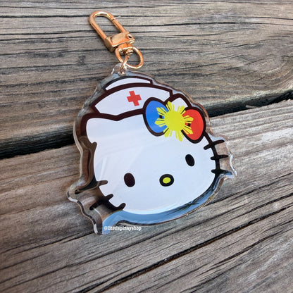 Filipino Nurse Kitty Inspired Acrylic Keychain Cute | Bag Accessory