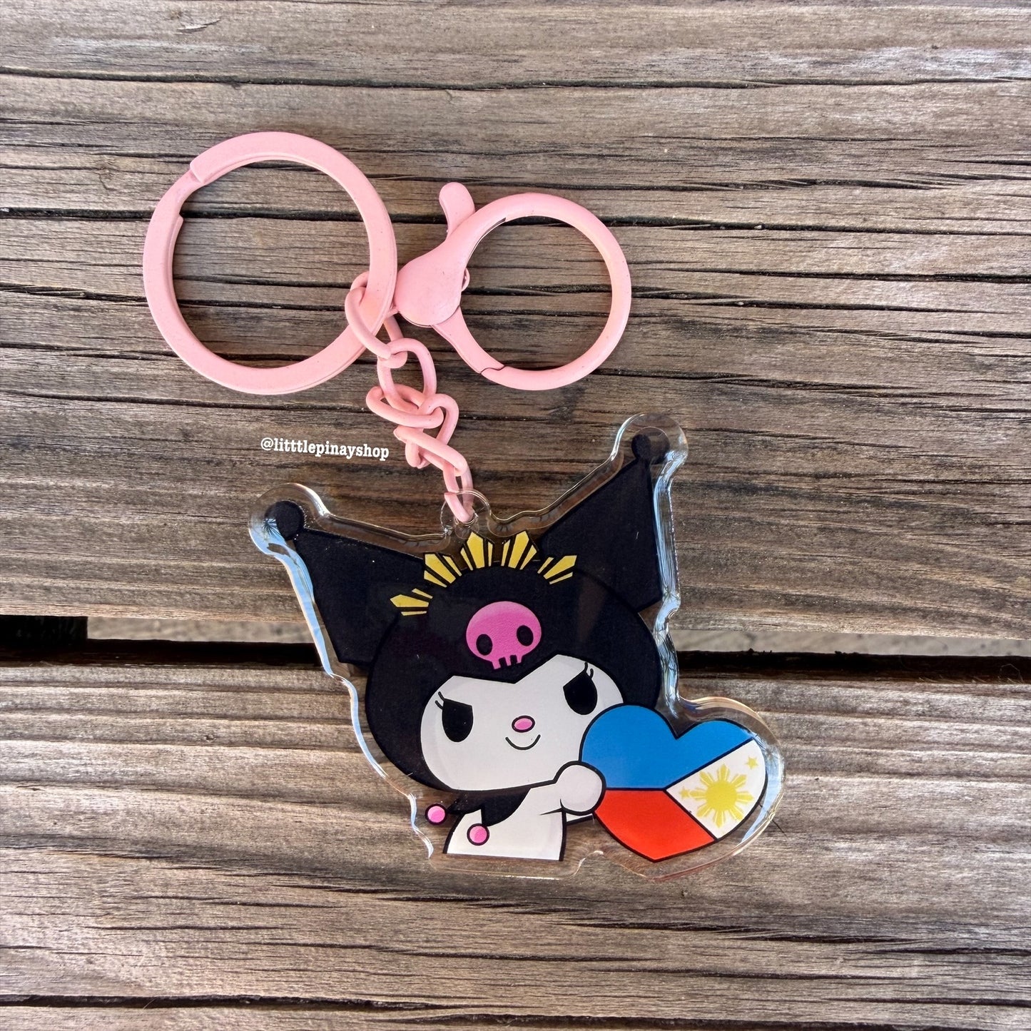 Kuromi Heart PH Flag Keychain , Bag Charm