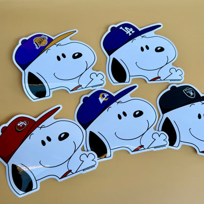 Snoopy Sports Team Stickers ⚡🏀⚾🏈 | Waterproof UV Vinyl | 4” Wide