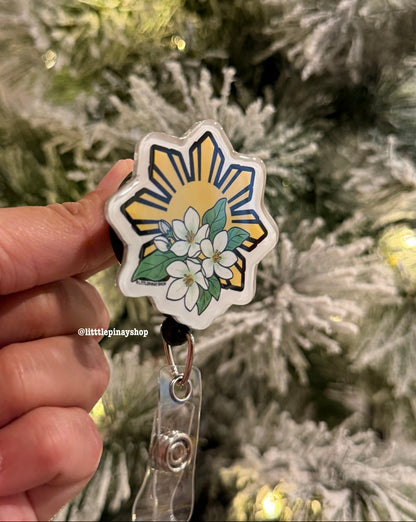 Sun Sampaguita ID Badge Reel ( Alligator Clip )