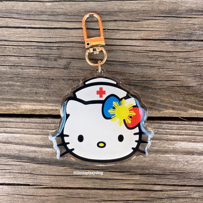 Filipino Nurse Kitty Inspired Acrylic Keychain Cute | Bag Accessory