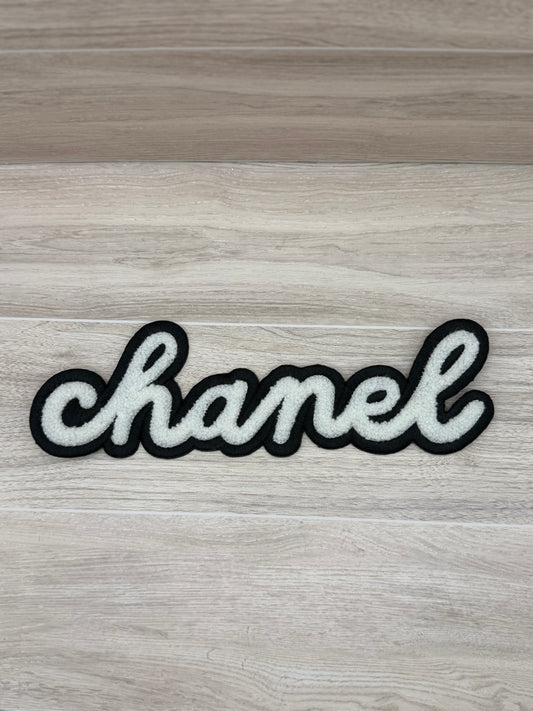 Large CC Chenille Script Iron On Patch