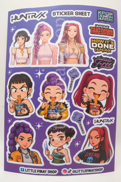 ✨ Kpop Demon Hunters – Waterproof Vinyl PVC Sticker Sheets (5.2” W × 7.5” H)