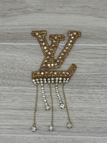 Rhinestone Logo-Style Iron-On Patch | 2.5”–3” Approx. | Choose Your Design | Sparkly Appliqué | Sold Individually