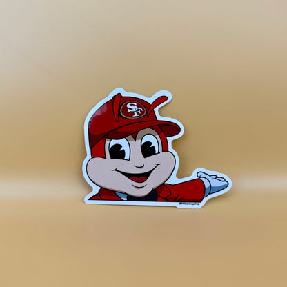Filipino Jollibee Inspired Car Decal 🇵🇭 | Peeker Sticker | Sports Team Edition | Waterproof UV Vinyl | 4” Wide