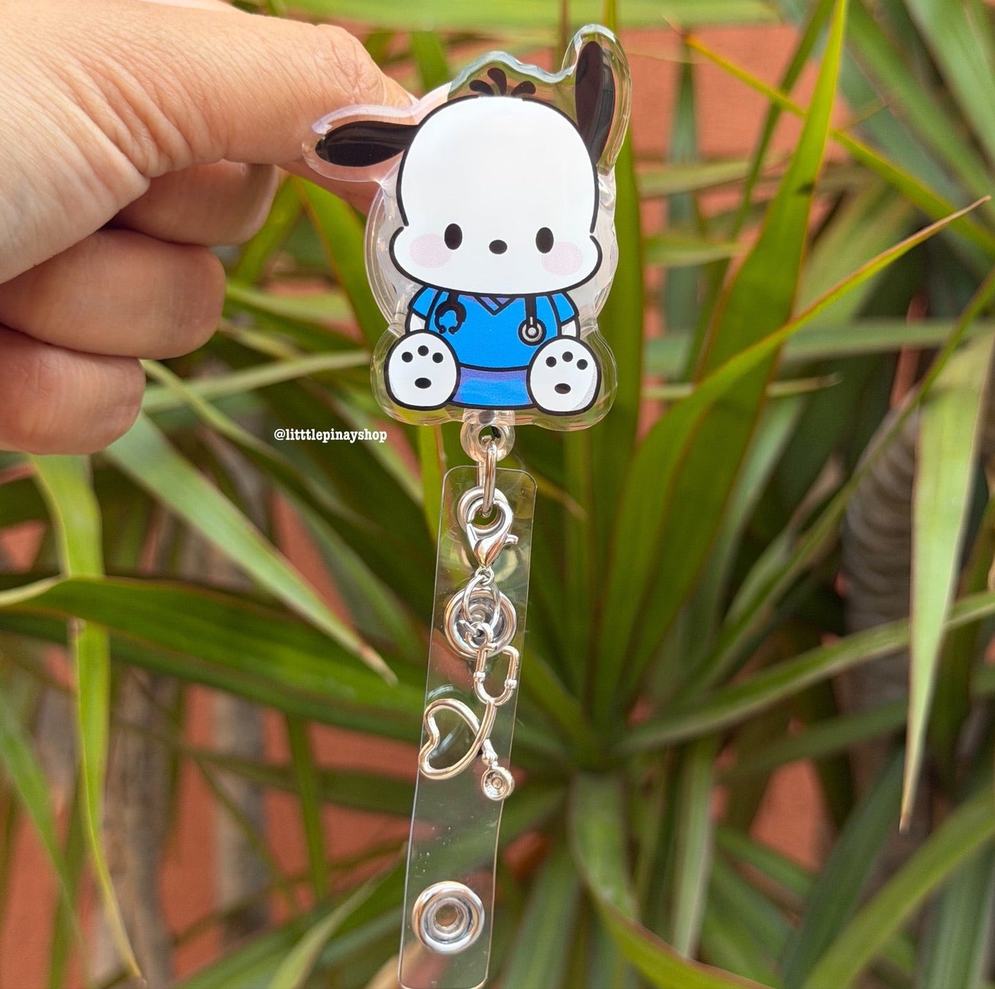 Cute Pochacco Nurse Healthcare Worker ID Badge Reel ( Alligator Clip )