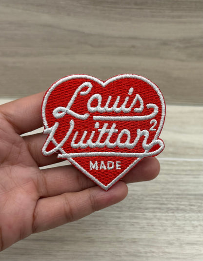 Red Heart “LV” Iron-On Patch – 2.5” x 2.2”