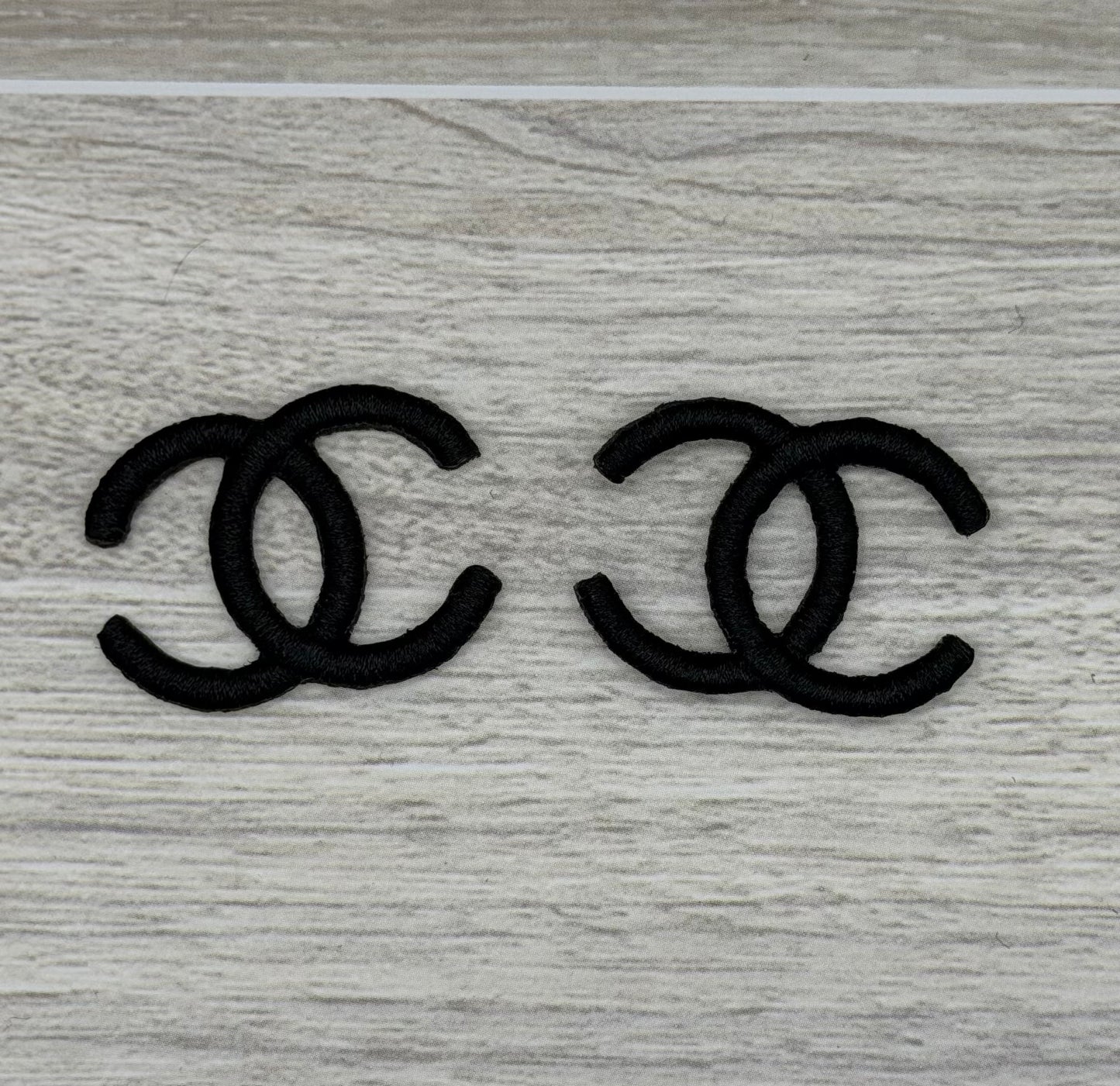 Mini Black Double C Logo Iron-On Patch (Set of 2)