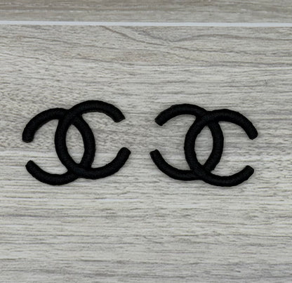 Mini Black Double C Logo Iron-On Patch (Set of 2)