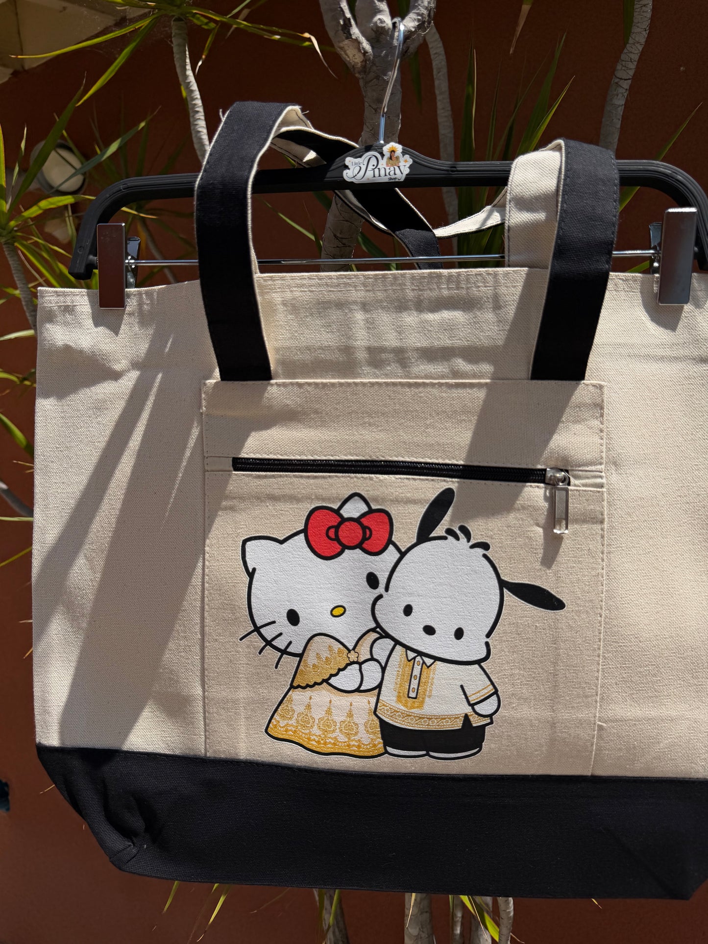 Kitty and Pochacco in Filipino Traditional Outfit Zippered Tote Bag