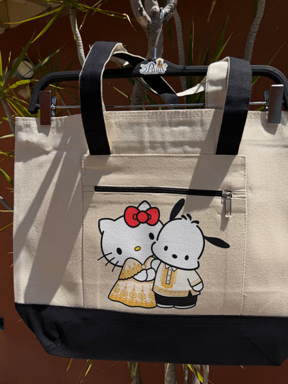 Kitty and Pochacco in Filipino Traditional Outfit Zippered Tote Bag