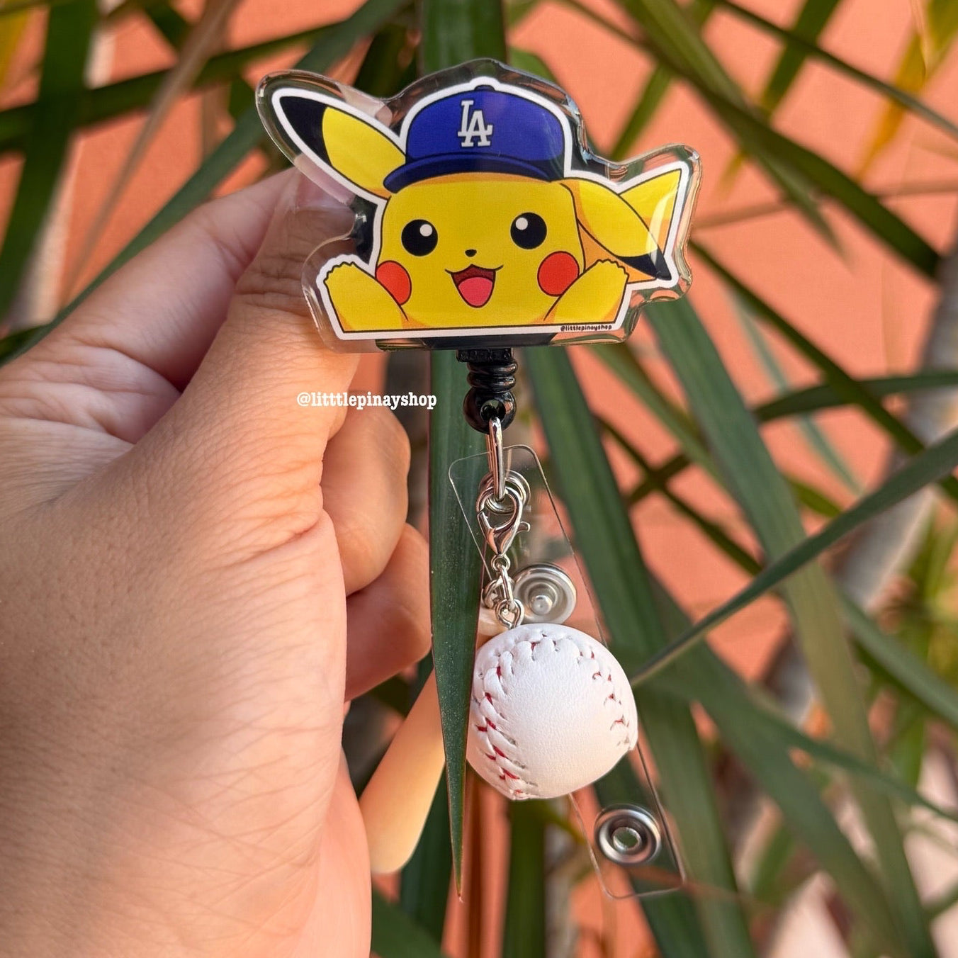 Pikachu LA Dodgers Baseball ID Badge Reel ( Alligator Clip )