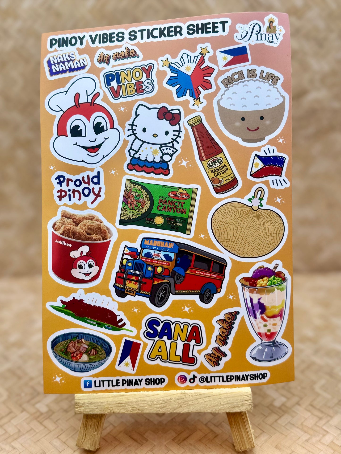 🇵🇭 Pinoy Vibes – Waterproof Vinyl PVC Sticker Sheet (5.2” × 7.5”) | Little Pinay Shop