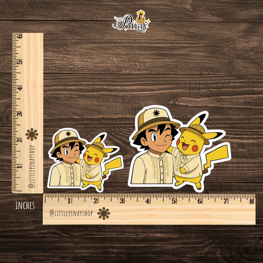 Filipino Barong & Salakot Duo Sticker ( Ash & Pikachuh )