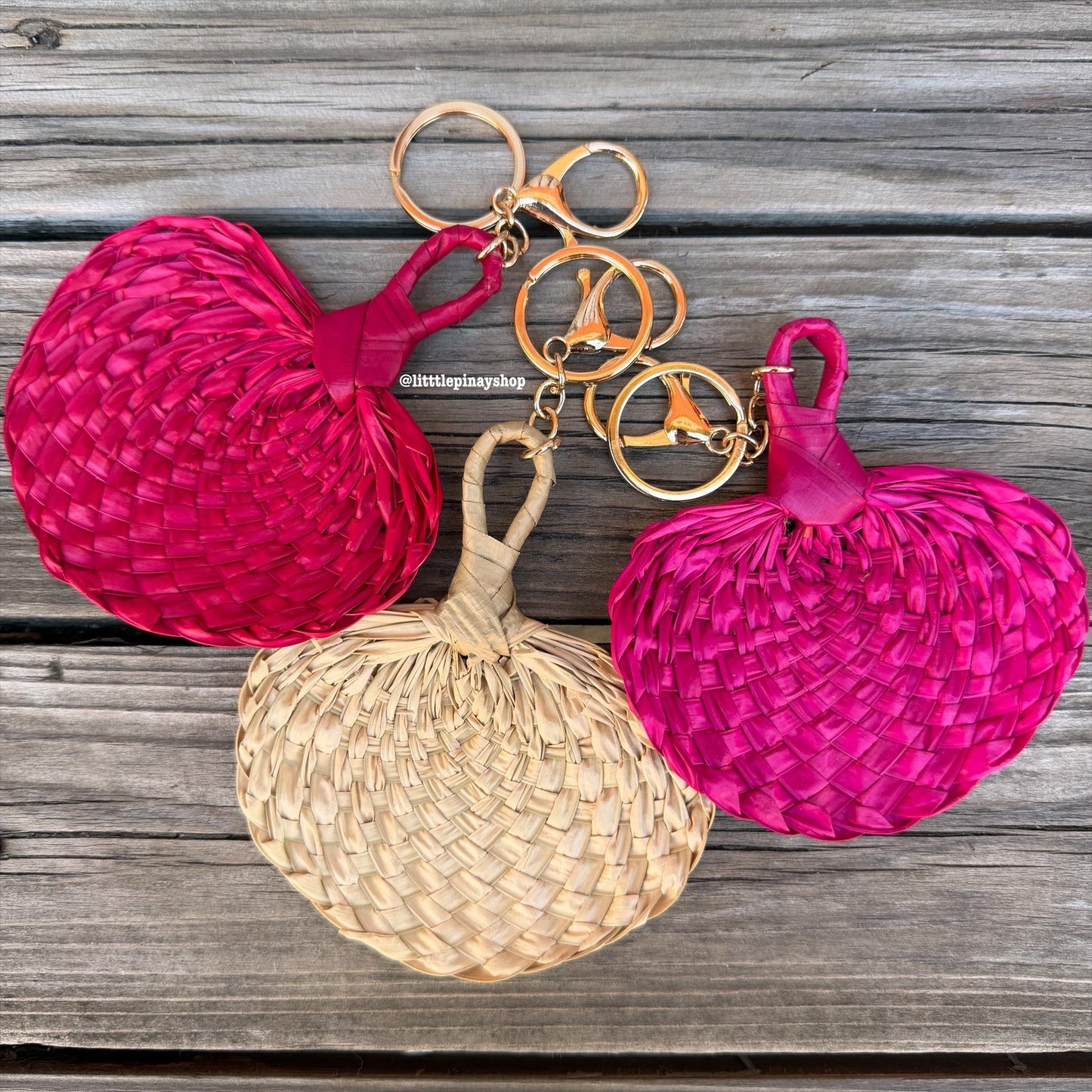 Mini Abaniko Keychain, Bag Charm w Gold Accessories