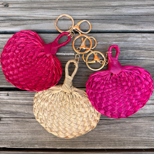Mini Abaniko Keychain, Bag Charm w Gold Accessories