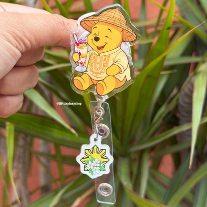 Barong Pooh Bear lD Badge Reel 🇵🇭 ( Alligator Clip )