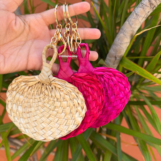 Mini Abaniko Keychain, Bag Charm w Gold Accessories