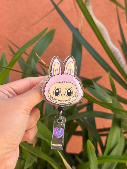 Purple Labubu ID Badge Reel ( Alligator Clip )