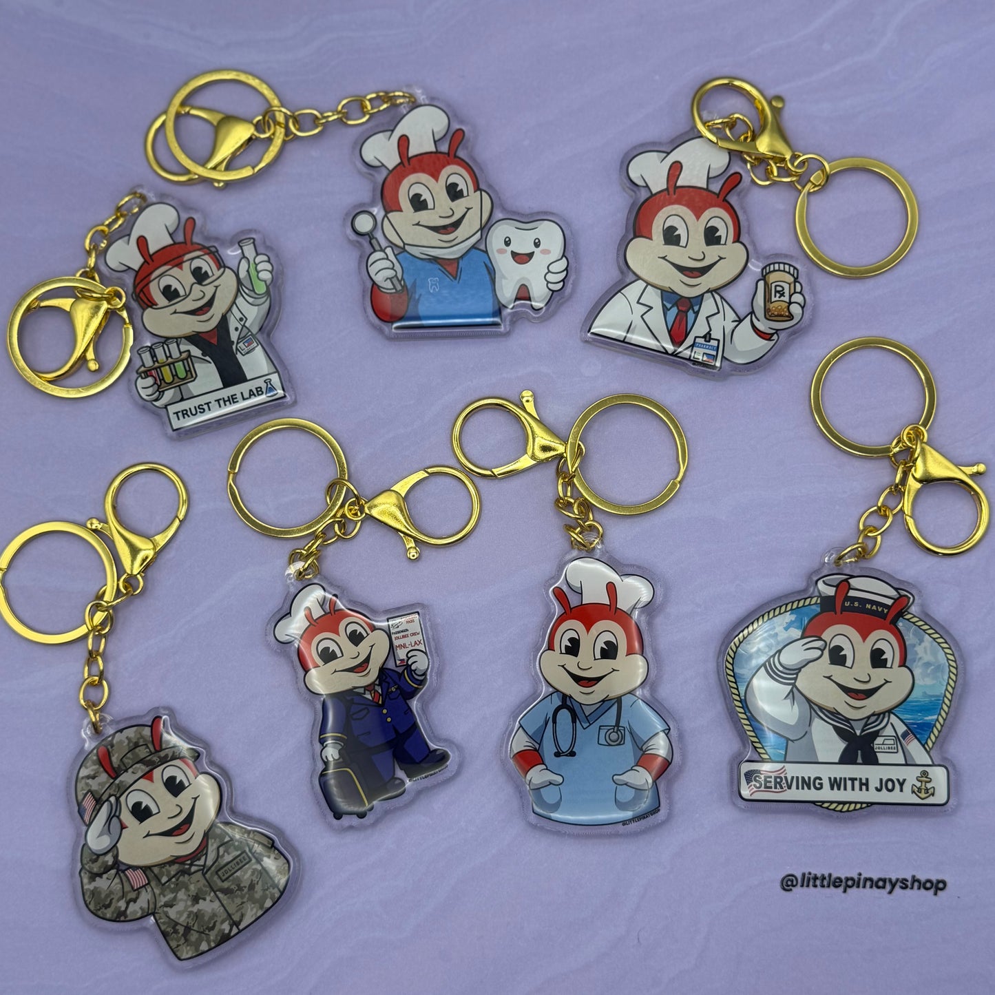 Jollibee Inspired Career Acrylic Keychain | Nurse, Teacher, Dentist, Pharmacist, Lab Tech, Military, Navy & Flight Attendant Gift, Bag Charm