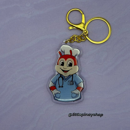Jollibee Inspired Career Acrylic Keychain | Nurse, Teacher, Dentist, Pharmacist, Lab Tech, Military, Navy & Flight Attendant Gift, Bag Charm