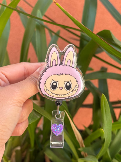 Purple Labubu ID Badge Reel ( Alligator Clip )