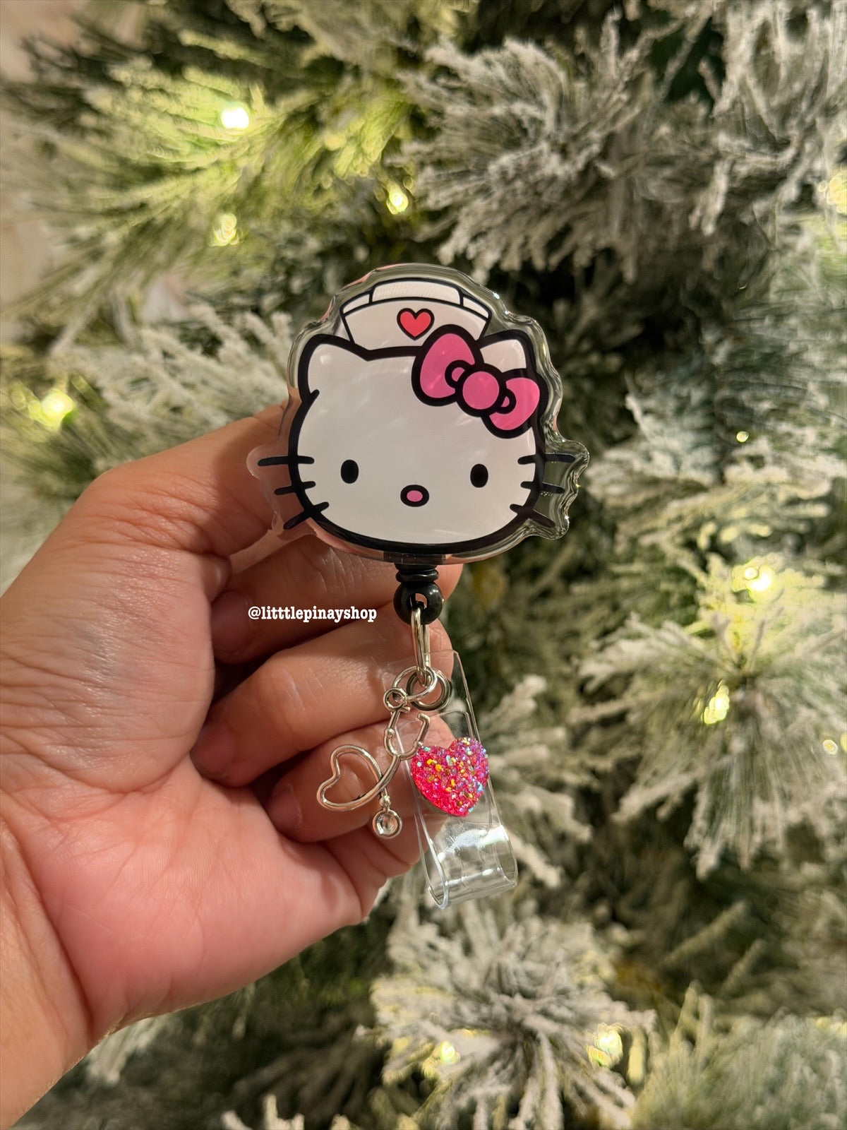 Cute Nurse Kitty ID Badge Reel ( Alligator Clip )