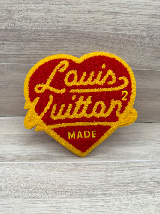 Large Chenille Heart Iron-On Patch | 6” x 6” Fuzzy Letter Appliqué | DIY Jackets, Hoodies & Bags