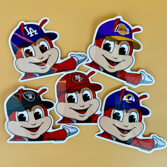 Filipino Jollibee Inspired Car Decal 🇵🇭 | Peeker Sticker | Sports Team Edition | Waterproof UV Vinyl | 4” Wide