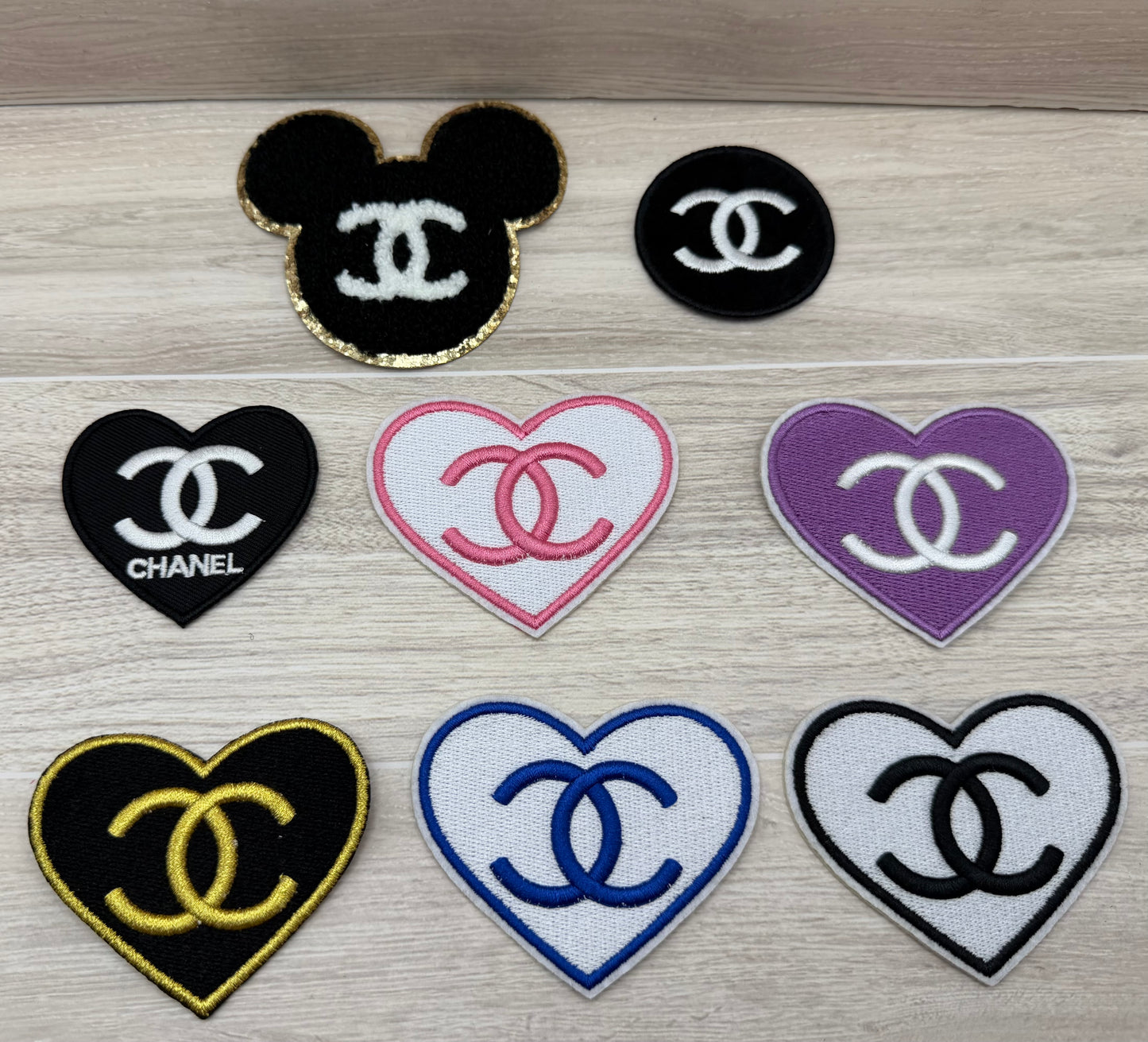 CC Heart Logo Style Iron On Patch | Choose Shape & Color | Embroidered Applique
