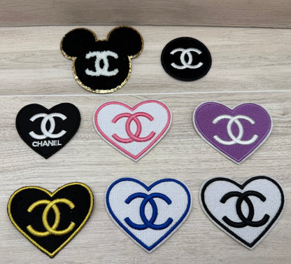 CC Heart Logo Style Iron On Patch | Choose Shape & Color | Embroidered Applique