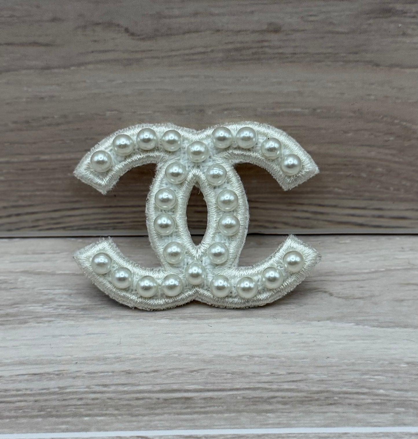 Pearl CC Style Adhesive Patch – Luxury Inspired Embroidered Appliqué