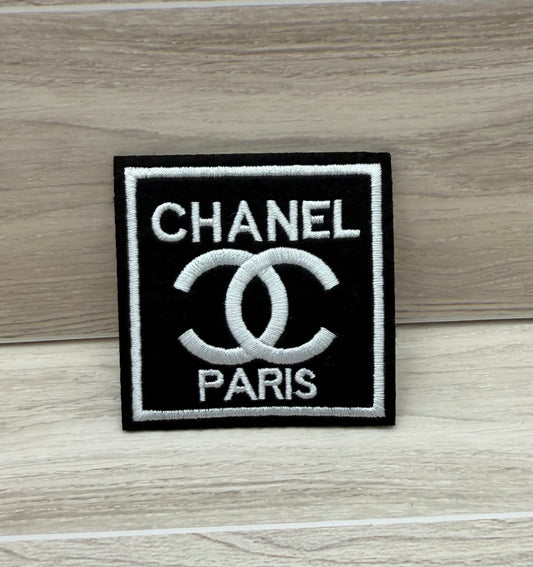 CC Paris Inspired Logo Iron On Patch | Embroidered Square Applique