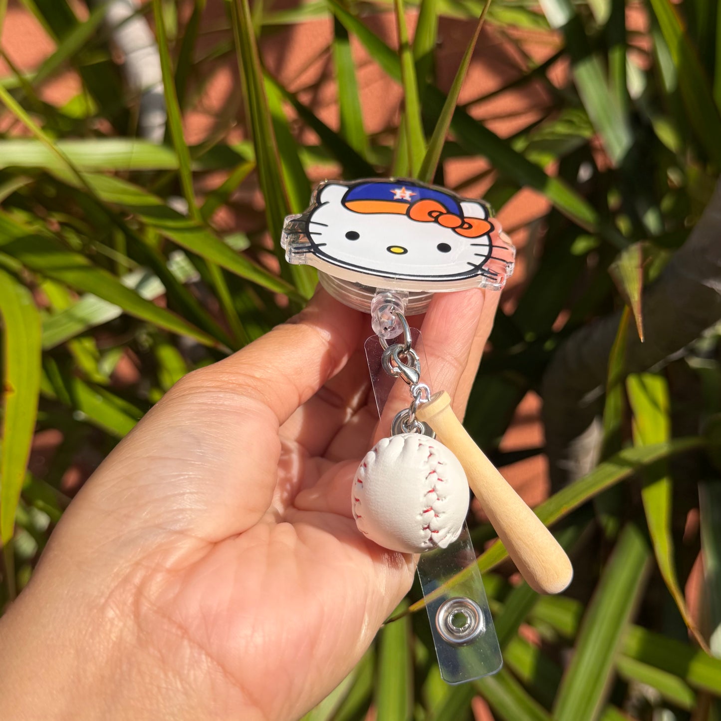 Hello Kitty Houston Astros Baseball ID Badge Reel ( Alligator Clip )