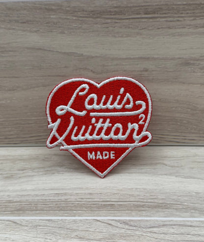 Red Heart “LV” Iron-On Patch – 2.5” x 2.2”