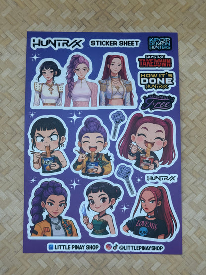 ✨ Kpop Demon Hunters – Waterproof Vinyl PVC Sticker Sheets (5.2” W × 7.5” H)