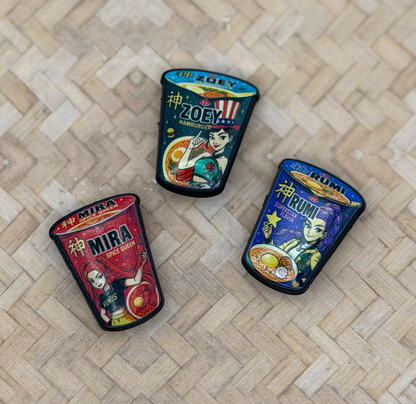 K-Pop Demon Hunters Croc Charms Set • Ramen Cup Charms • Trendy Character Jibbitz Pack for Crocs