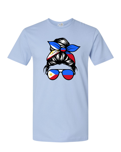 Filipina Bun & Sunglasses Shirt – Philippine Flag Bandana Tee (Kids to Adults)