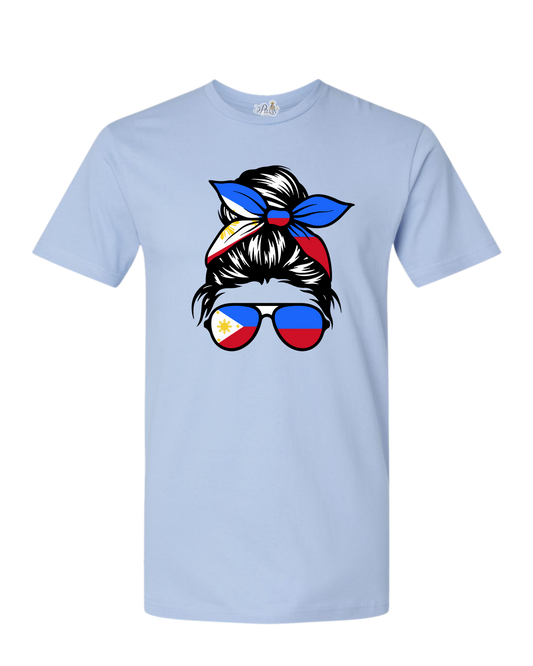 Filipina Bun & Sunglasses Shirt – Philippine Flag Bandana Tee (Kids to Adults)