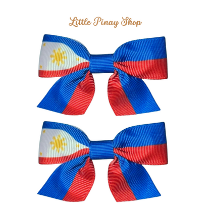 Filipina Pride Hair Clip Bows (Set of 2) | Filipino Flag Bows for Kids & Youth