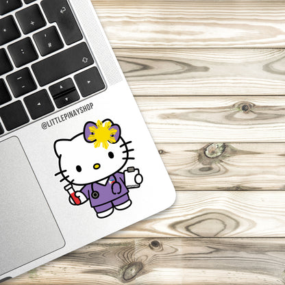 Purple Kawaii Nurse | Healthcare Worker Waterproof Sticker