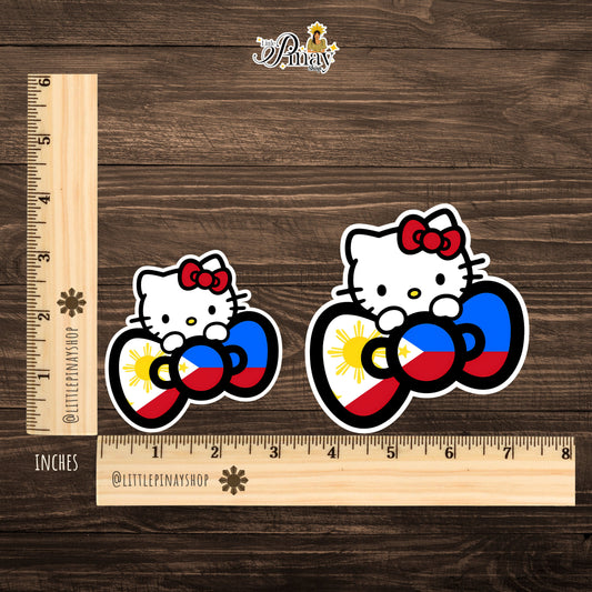 Filipino Flag Bow Kitty Sticker – Pinoysthetic Vibes 🎀🇵🇭