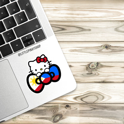 Filipino Flag Bow Kitty Sticker – Pinoysthetic Vibes 🎀🇵🇭