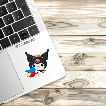 Pinay Goth Cutie Sticker – Philippine Heart Edition 💙❤️💛