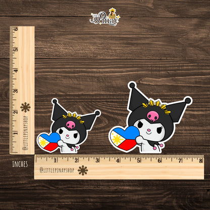 Pinay Goth Cutie Sticker – Philippine Heart Edition 💙❤️💛