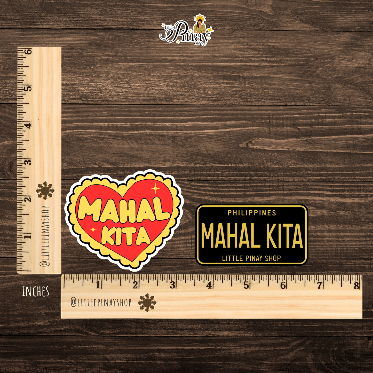 Mahal Kita Sticker Pack – Filipino Heart Sticker & License Plate Style Decal, Waterproof Vinyl, Laptop/Water Bottle/Car Sticker