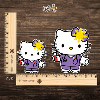 Purple Kawaii Nurse | Healthcare Worker Waterproof Sticker