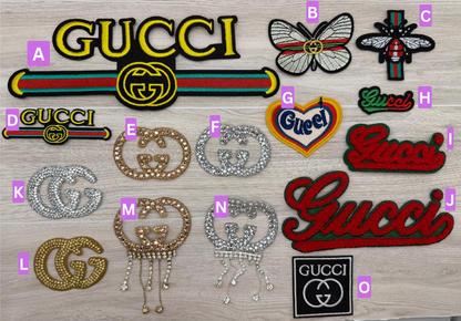 GG Inspired Iron-On Patch | Choose Your Design | Embroidered & Rhinestone Appliqué | Sold Individually